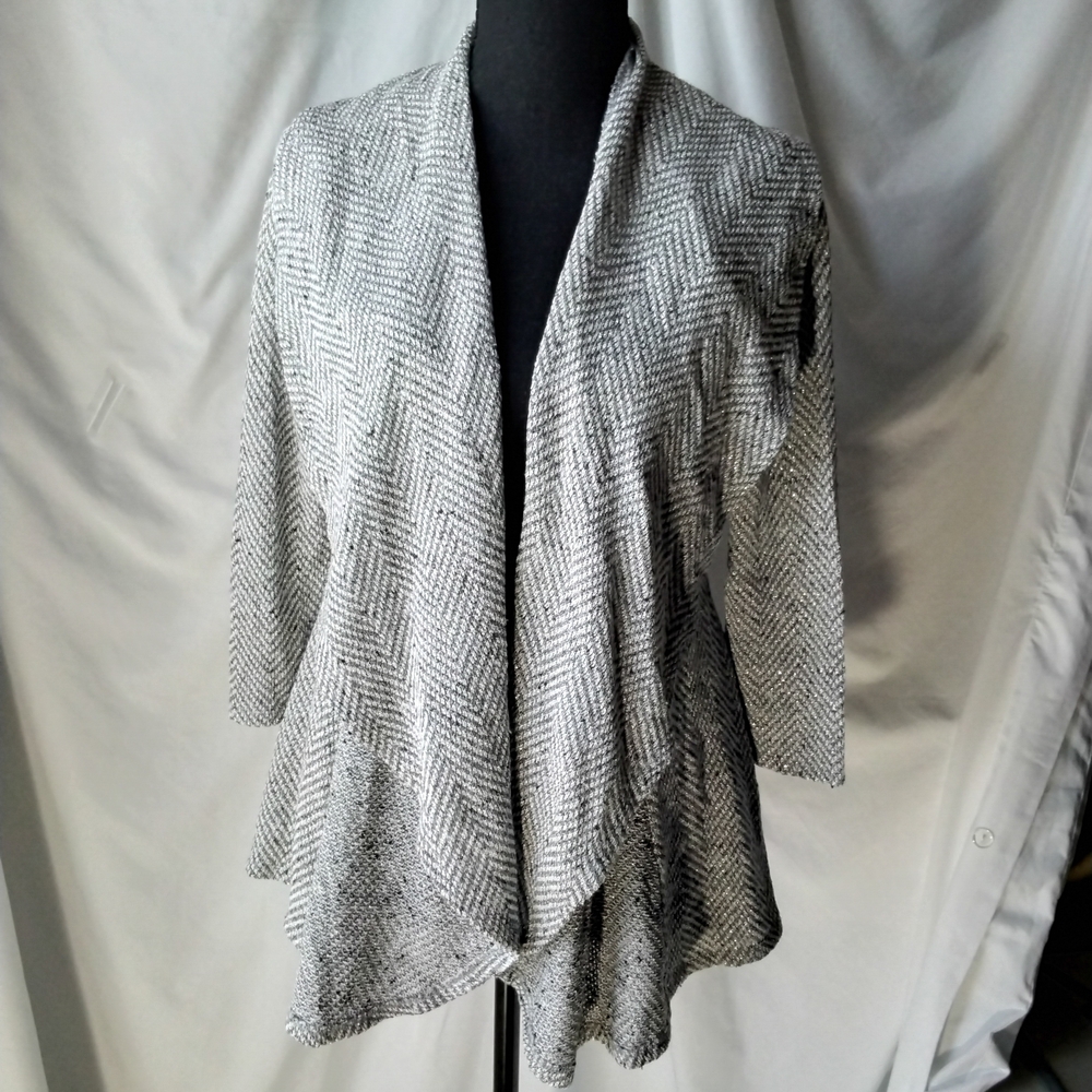 Chenault Black and White Herringbone Cardigan